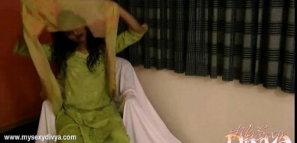  Indian College Girl Divya In Green Shalwar Suit Getting Naked